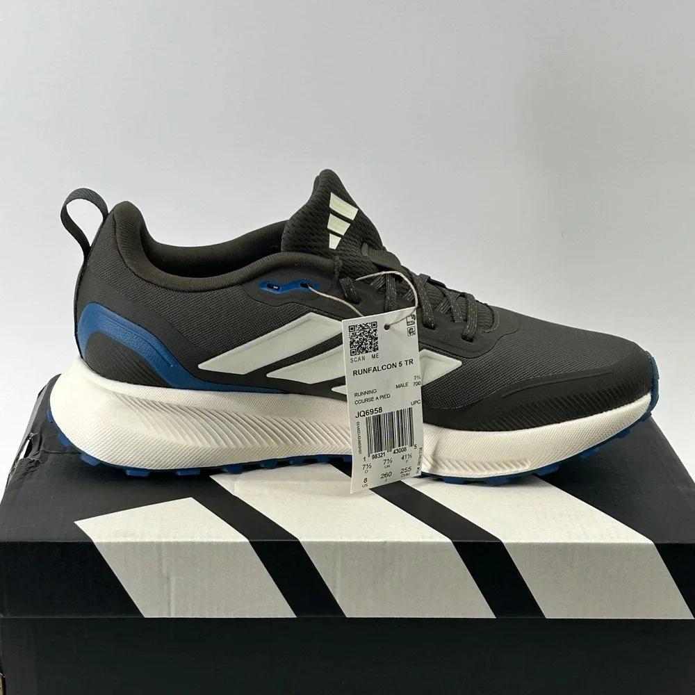 Adidas Runfalcon 5 TR Mens Size 8 Olive Green Blue JQ6958 Trail Running NEW